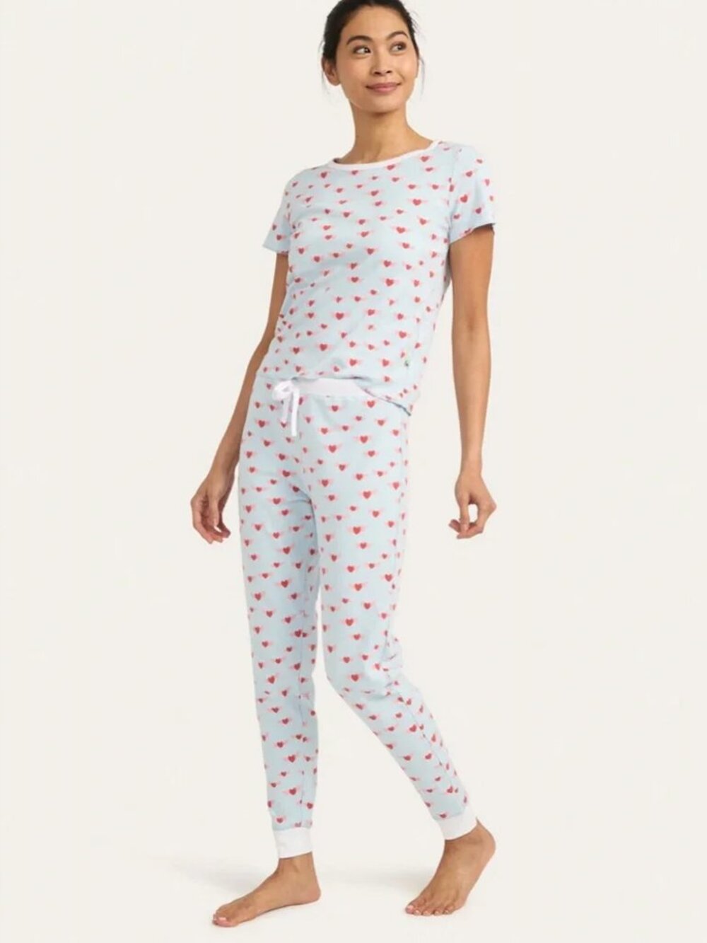 Cozyland Baby Jean Jogger Set in Angel Hearts Sky | Size P / XS | NWOT